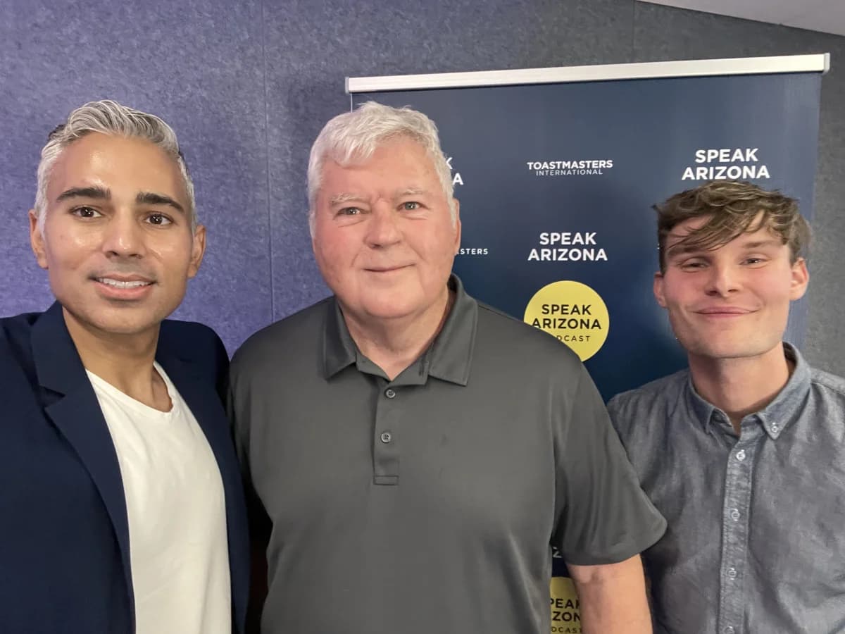 Rupesh Parbhoo, Don Ratliff, and Matt Malan together at the Speak Arizona podcast